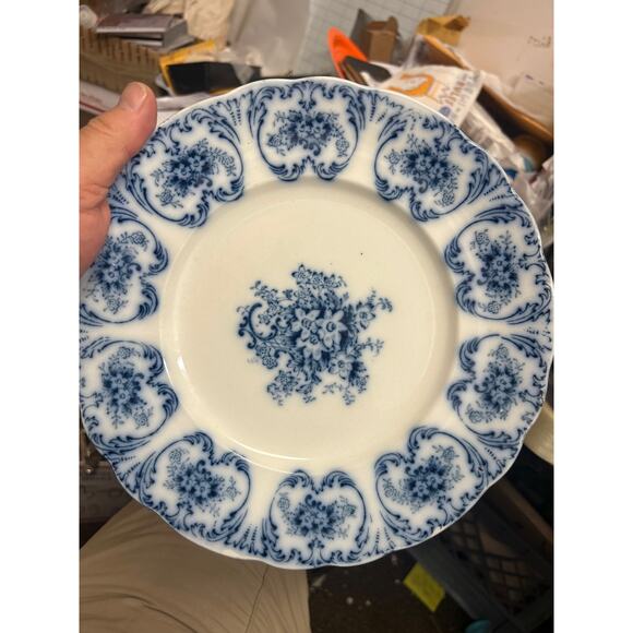 Floral CEICE Upper Hanley England Semi-Porcelain Flow Blue 10" Dinner Plate. L7 - Picture 1 of 5
